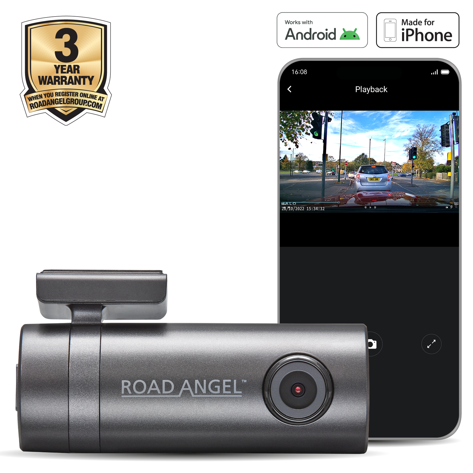 Refurbished - Road Angel Halo Go 1080p Full HD Compact Dash Cam- B-Stock Used & Approved