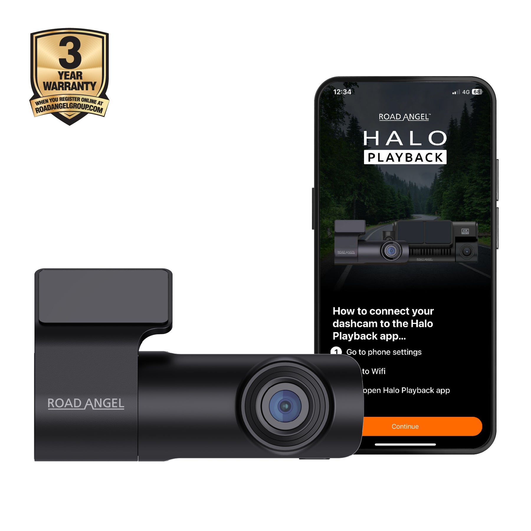 NEW - 2025 Halo Start 2 1080p Full HD Compact Dash Cam With Quick Release Mount (USB-C)