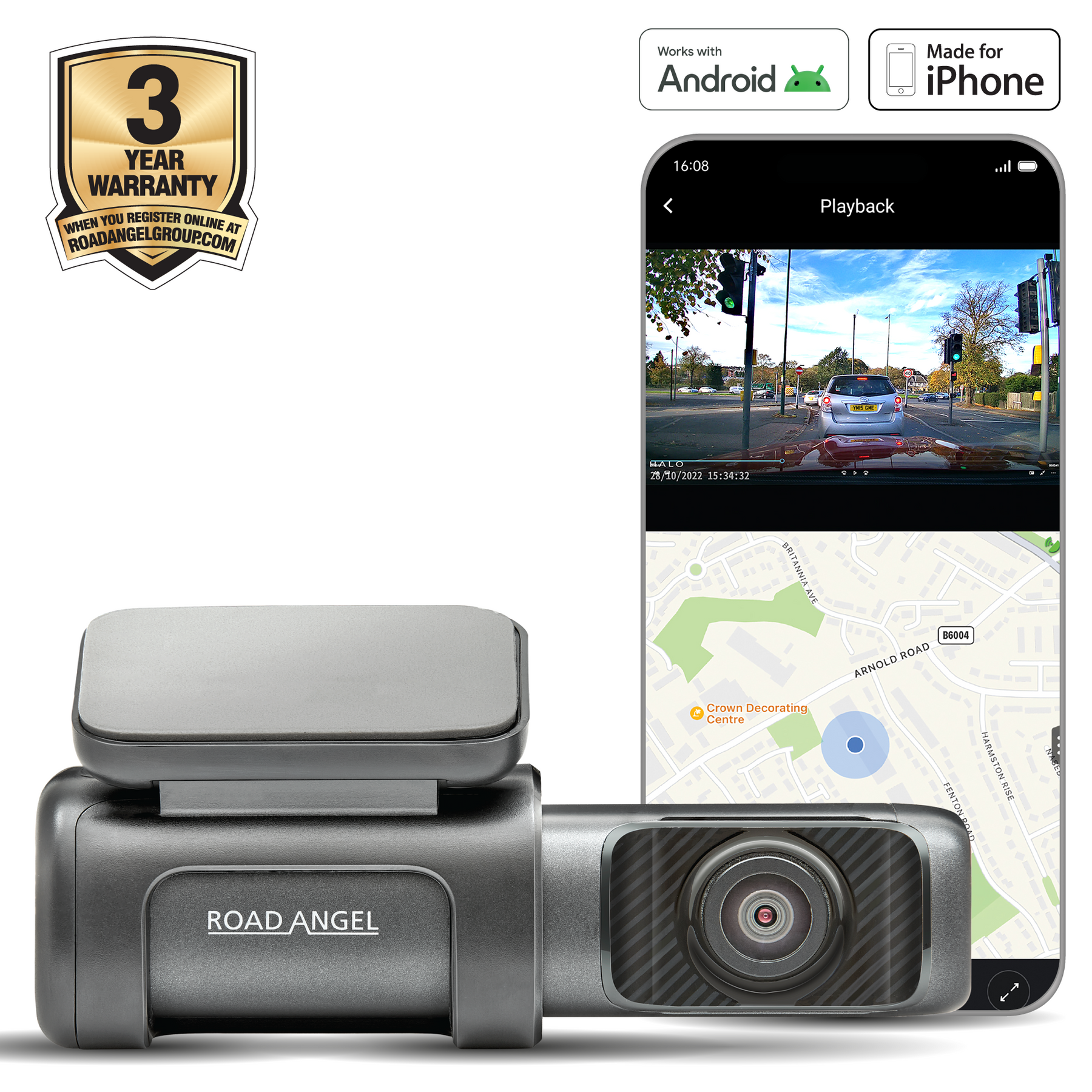 Road Angel Halo Ultra 4K Dash Cam - With Parking Mode & Now With Upgraded Internal 128GB SSD Memory