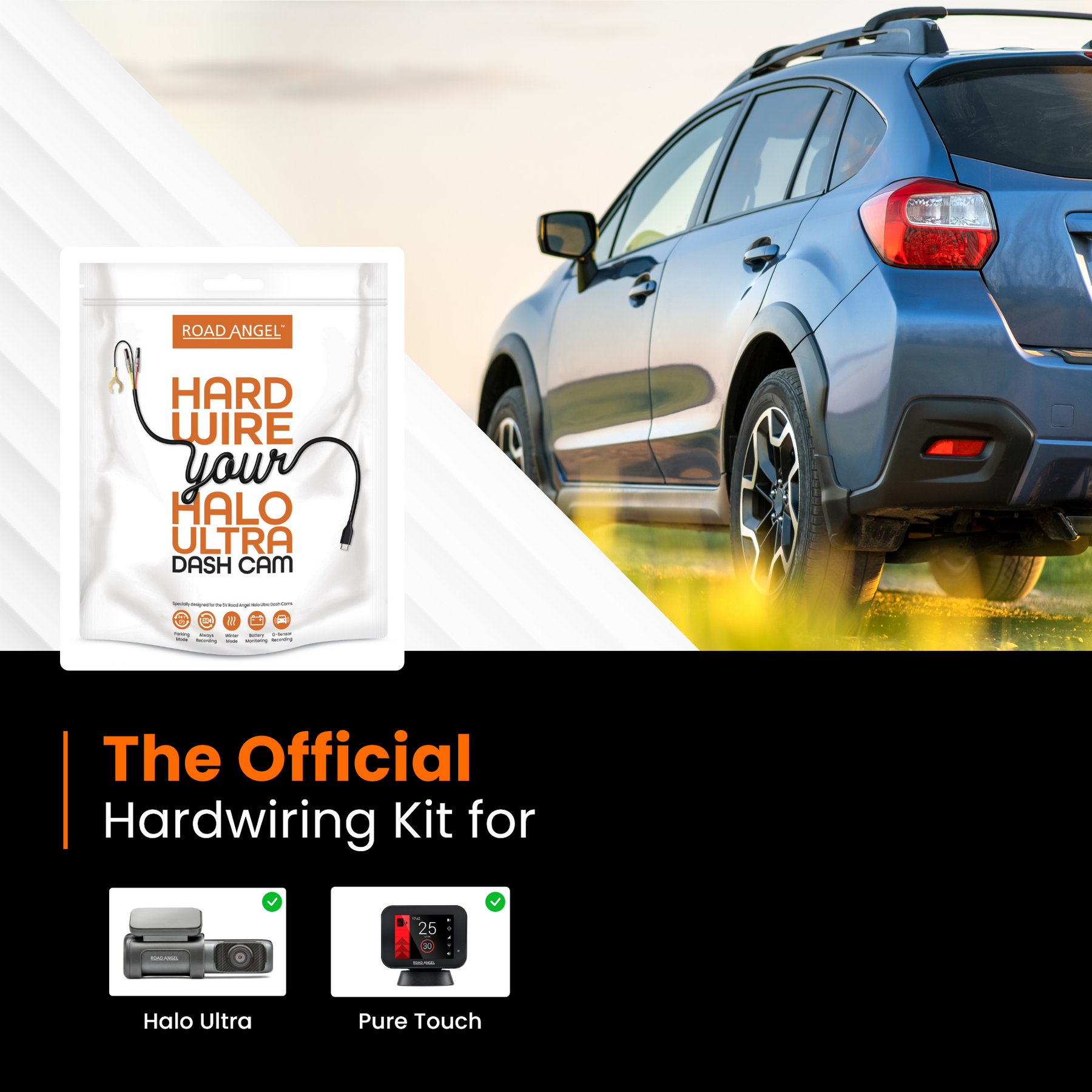 RA7300C - Road Angel Halo Dash Cam 5V- Type C Hardwiring Kit - for Halo Start 2/Ignite 2 and Vision 3